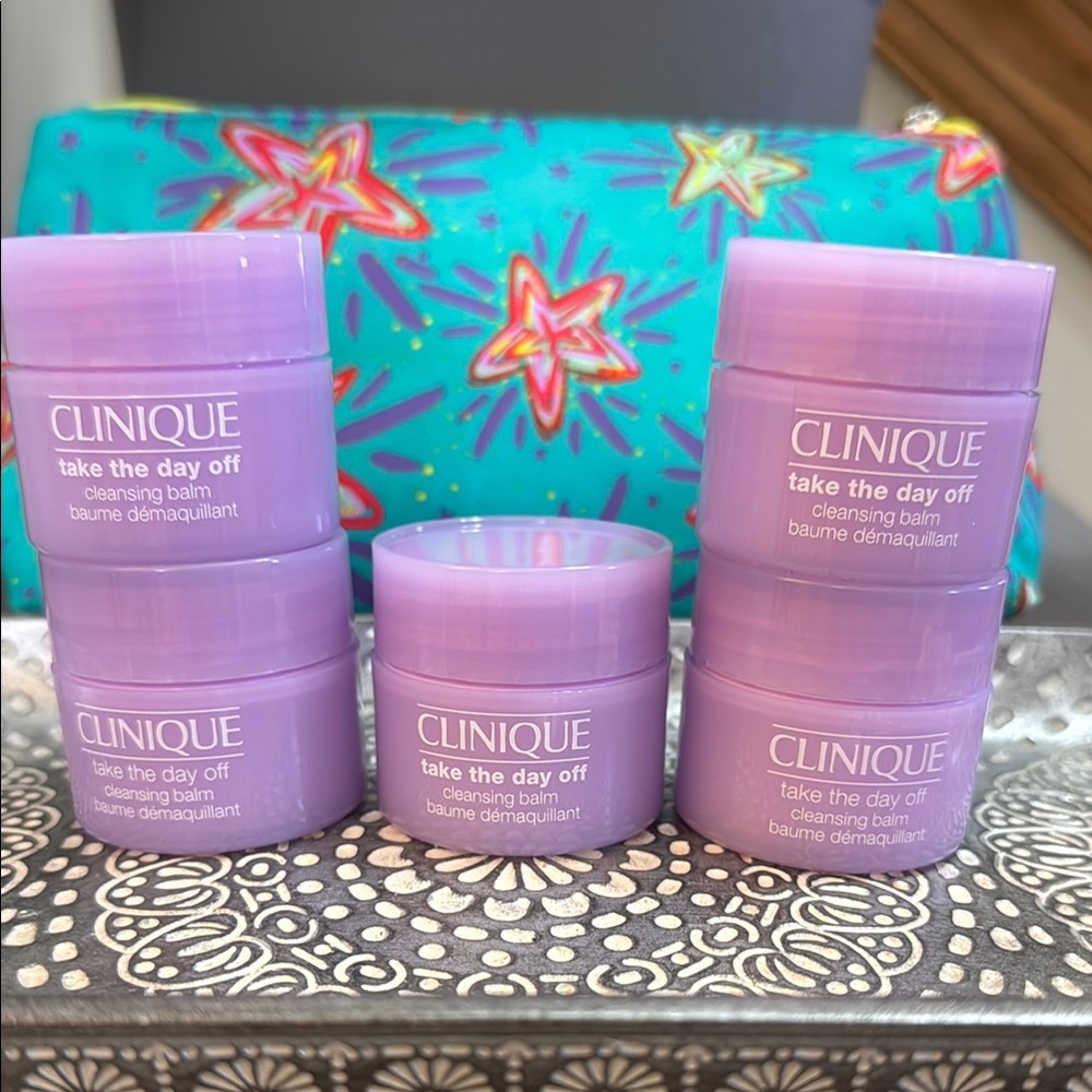 NWT 5 Clinique Take the Day Off Cleansing Balm Travel .5 oz each with Bag